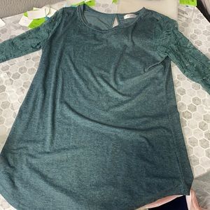 Koitmy Small Green 3/4 Lace Sleeve Dress